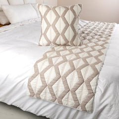 Pattern Flatter - Linen Ivory, Taupe Decorative Bed Runner and Pillow Cover