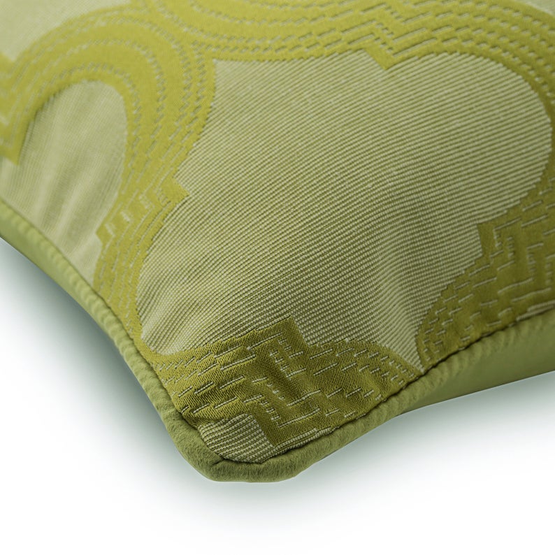 Trellis Weave Green Silk Throw Pillow Cover