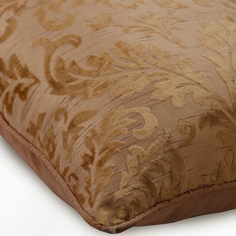 Damask Glitterati - Silver Linen Throw Pillow Cover