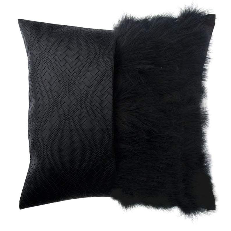 Furry World Faux Fur & Leather Euro Sham