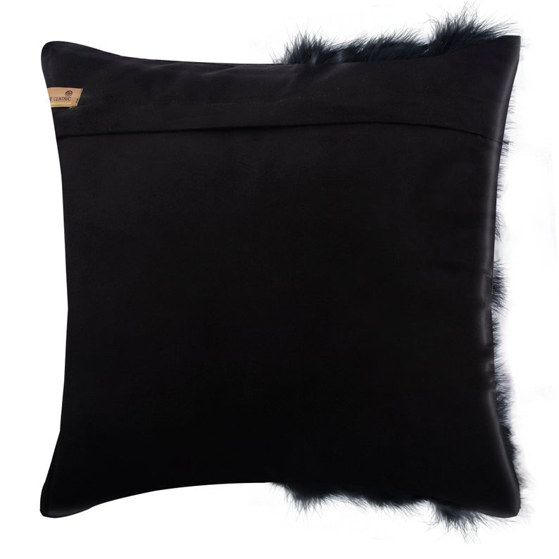 Furry World Black Textured Throw Pillow Cover