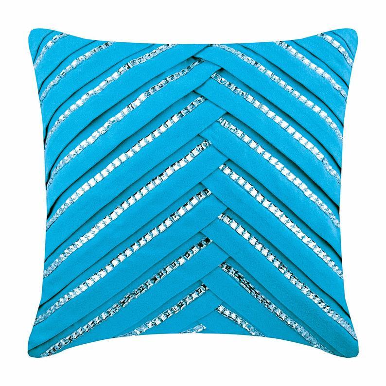 Crystal Heart - Fuchsia Pink Suede Throw Pillow Cover