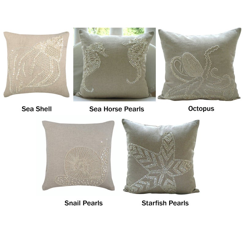 Sea Themed Pearl Cushion Covers