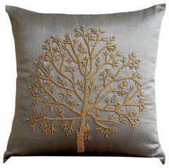 Silver Tree Of Life - Silver Art Silk Decorative Euro Sham