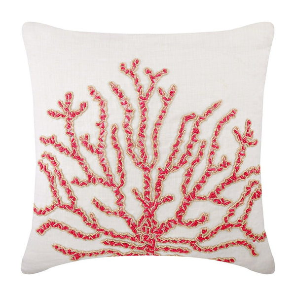 Red Cotton Linen Throw Pillow Cover, Coral Secrets – The HomeCentric
