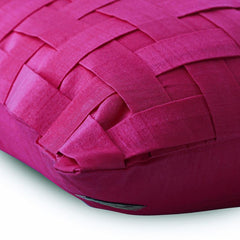 Fuchsia N Half - Fuchsia Pink Art Silk Throw Pillow Cover