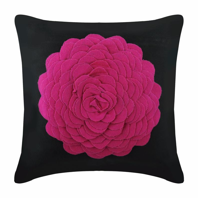 Hot Pink Rose Euro Sham