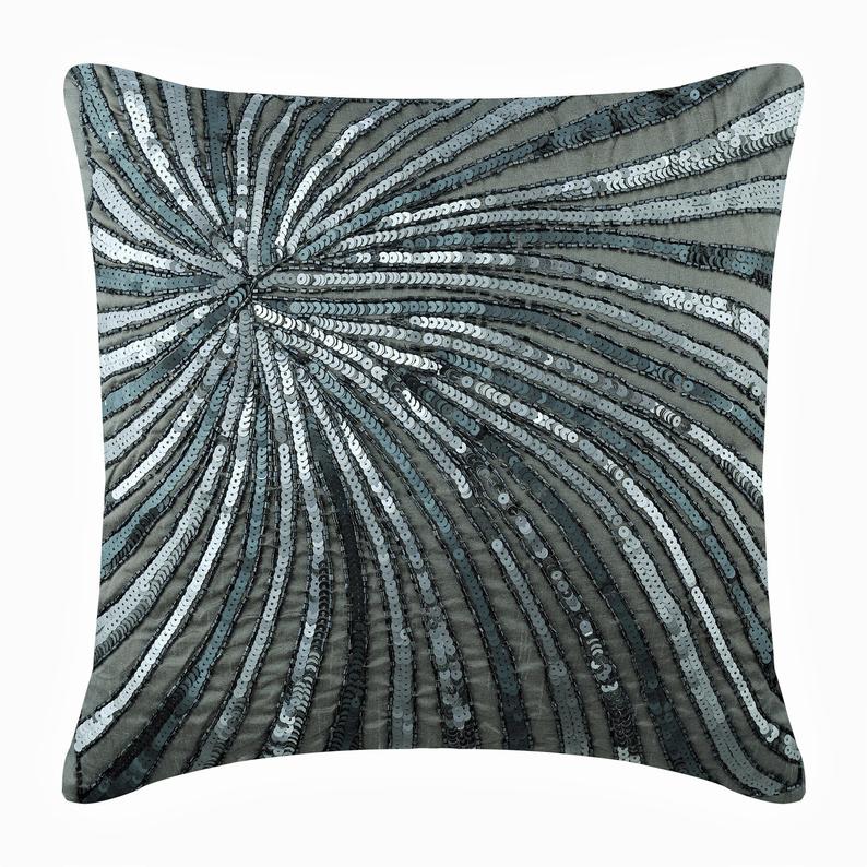 Silver Bloom Pillow Cover