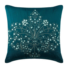 Teal Damask Pillow Cover