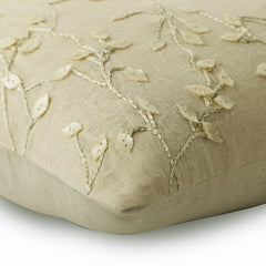 Vintage Garden - Natural Beige Cotton Linen Throw Pillow Cover