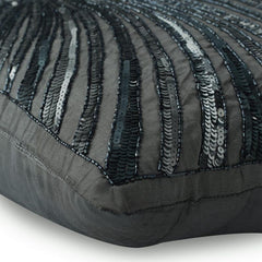 Silver Bloom - Gray Art Silk Throw Pillow Cover