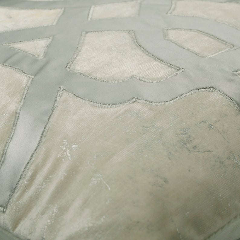 Greek Electra Ivory Velvet Mae Foil Euro Sham Cover