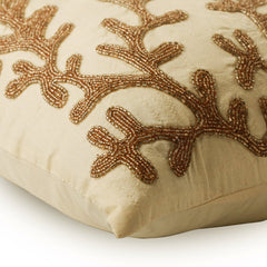 Coral Shine - Gold Art Silk Throw Pillow Cover