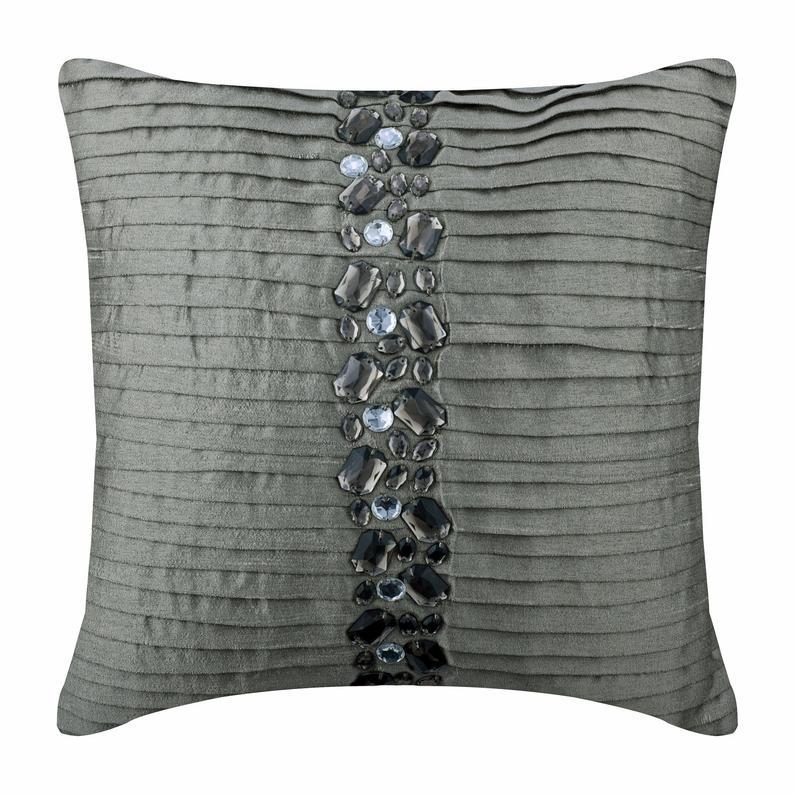 Crystal Heaven - Silver Art Silk Decorative Euro Sham