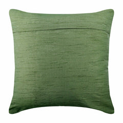 Green Waves - Green Art Silk Throw Pillow Cover