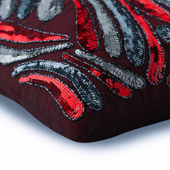 Royal Spalsh - Red Art Silk Throw Pillow Cover