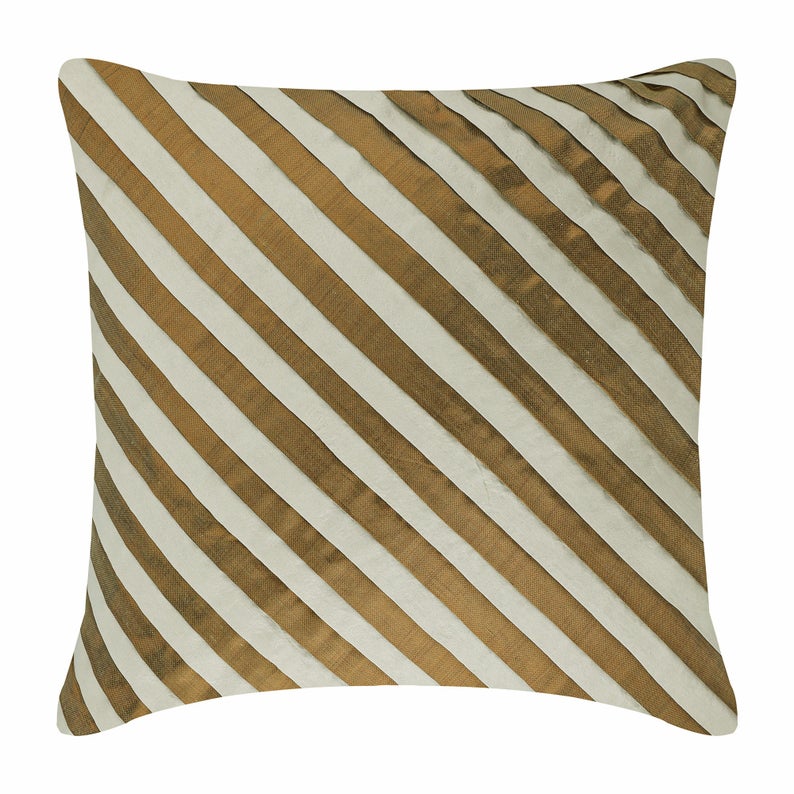 Unfolding Ivory Antique Gold Pillow Cover