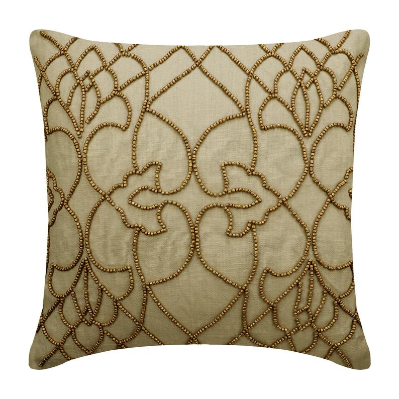 Gold Magnet Beaded Throw Pillow Cover