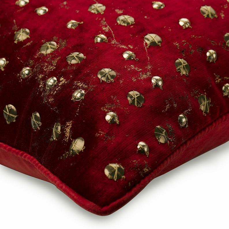Wheeling Around Red Gold Foil Decorative Euro Sham