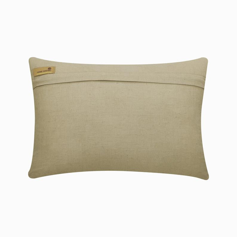 Feather Beads Beige Throw Pillow Cover