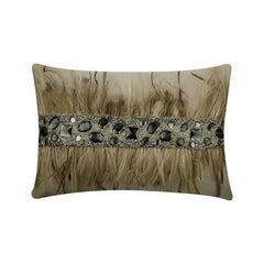 Rhinestone Feathers Throw Pillow Cover