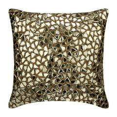 Shimmering Gold Beaded Decorative Euro Sham