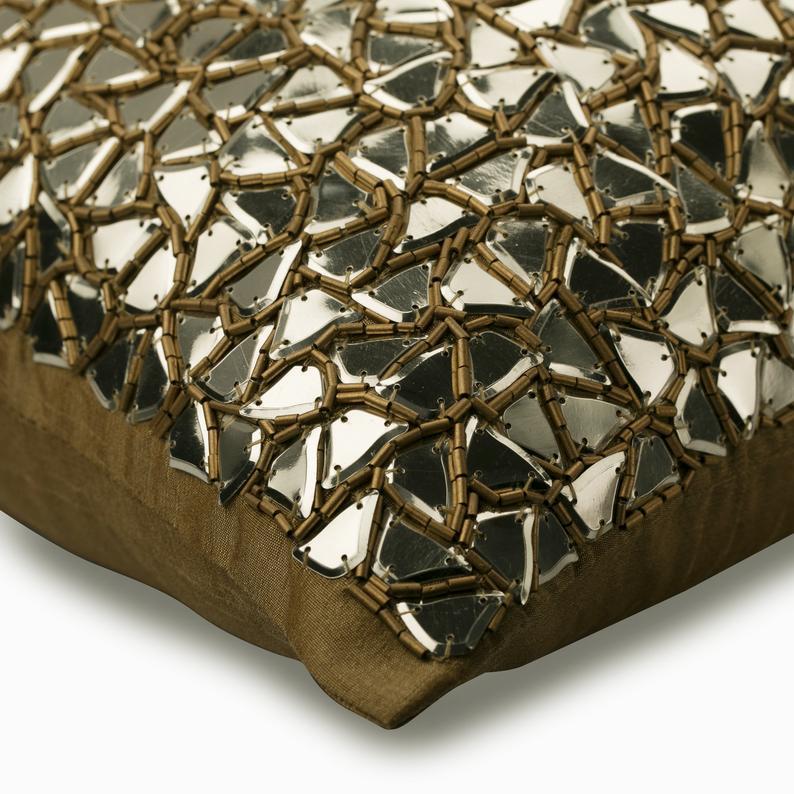 Shimmering Gold Sequins Decorative Euro Sham