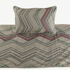Dotty Chevron - Linen Beige Decorative Bed Runner and Pillow Cover