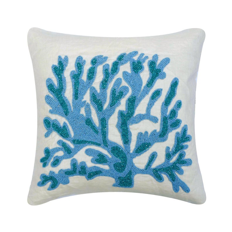 Seaweed Breeze Blue Throw Pillow Cover
