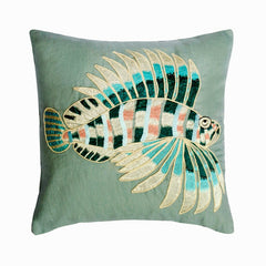Dream Fish Embroidery Throw Pillow Cover