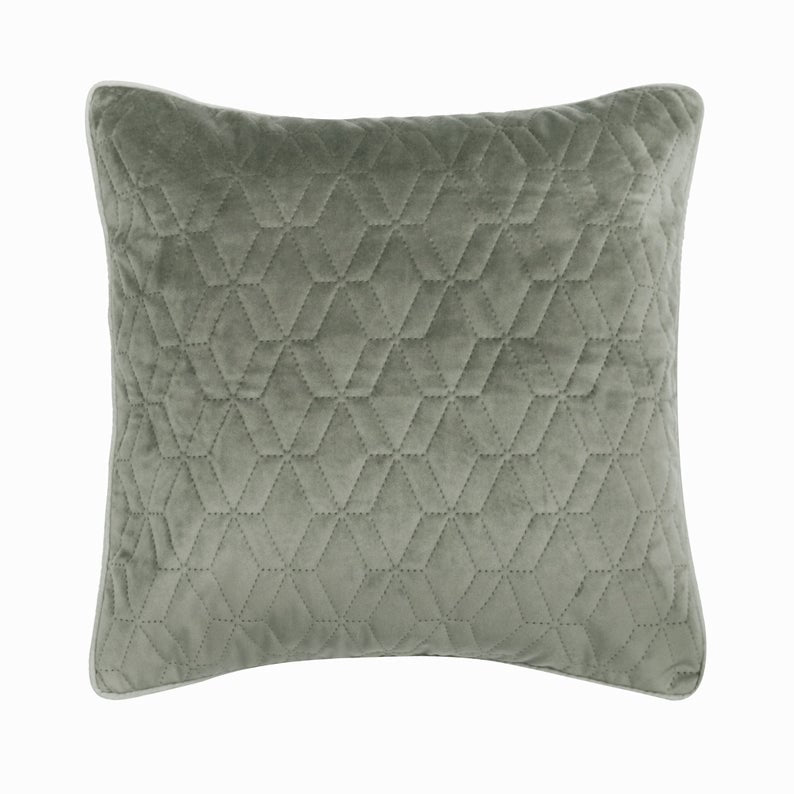 Diamond Grey Quilted Throw Pillow Cover