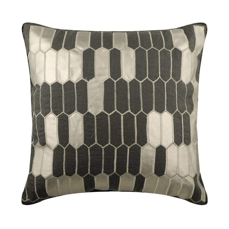 Grey Heist Applique Decorative Euro Sham