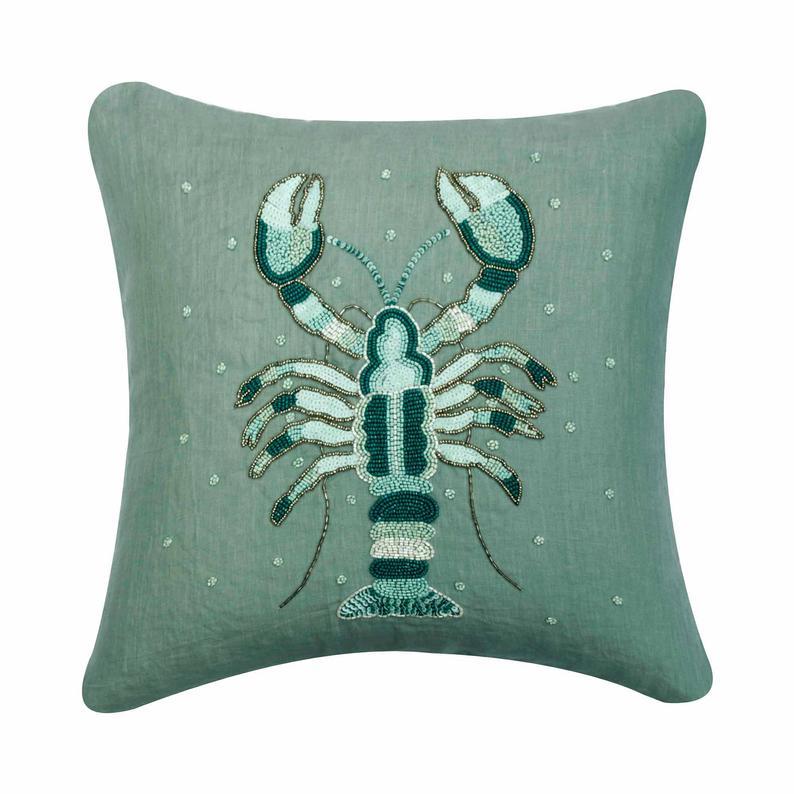 Lobster Cool Embroidery Decorative Euro Sham