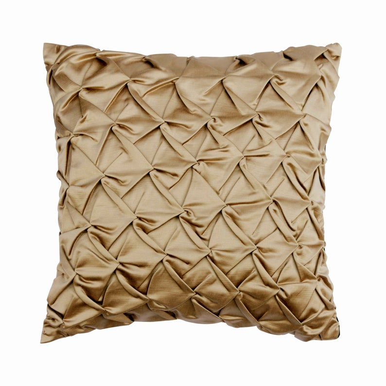 Toffee Crunch Pintucks Throw Pillow Cover