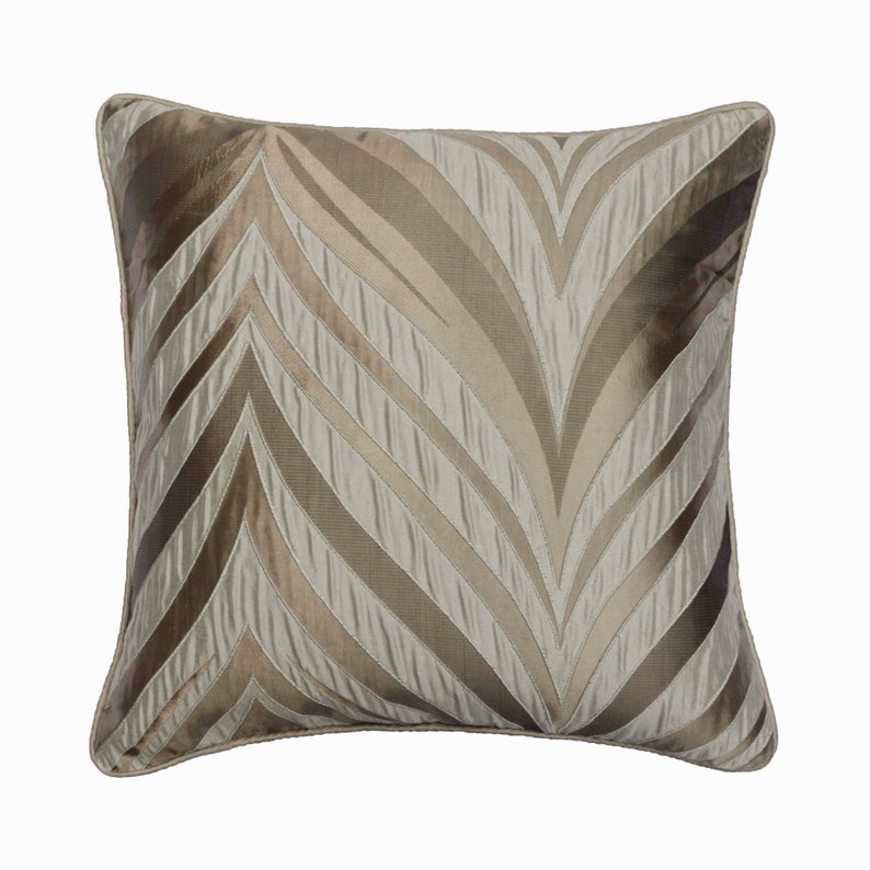 Chevron Folds - Beige Silk Decorative Euro Sham