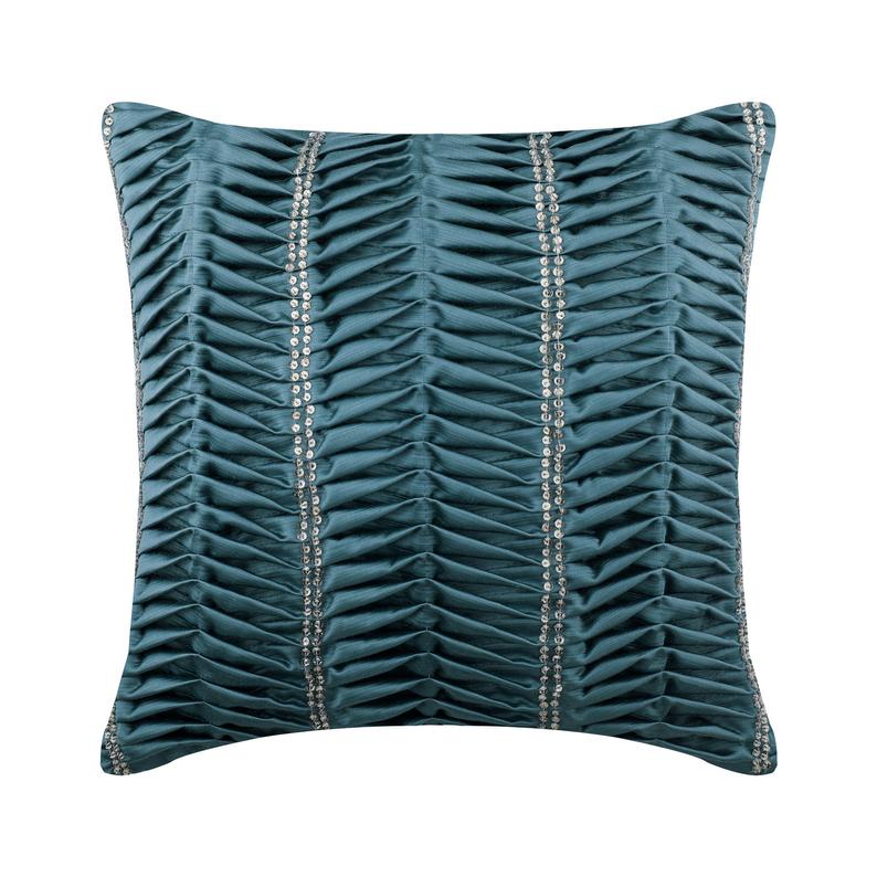 Blue Ceremony Pintucks Throw Pillow Cover