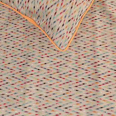 Happy Chevy - Jacquard Embroidered Beige & Multicolor Decorative Bed Runner and Pillow Cover