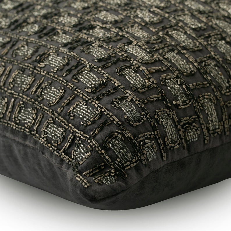 Charcoal Bricks Throw Pillow Cover