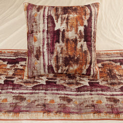 Ikat Splash - Cotton Printed Pink & Orange Decorative Bed Runner and Pillow Cover