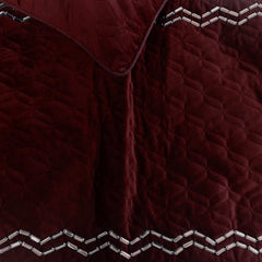 Diamond Symphony - Velvet Deep Wine Decorative Bed Runner and Pillow Cover