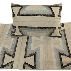 Aztec Armour - Cotton Blue & Ivory Decorative Bed Runner and Pillow Cover