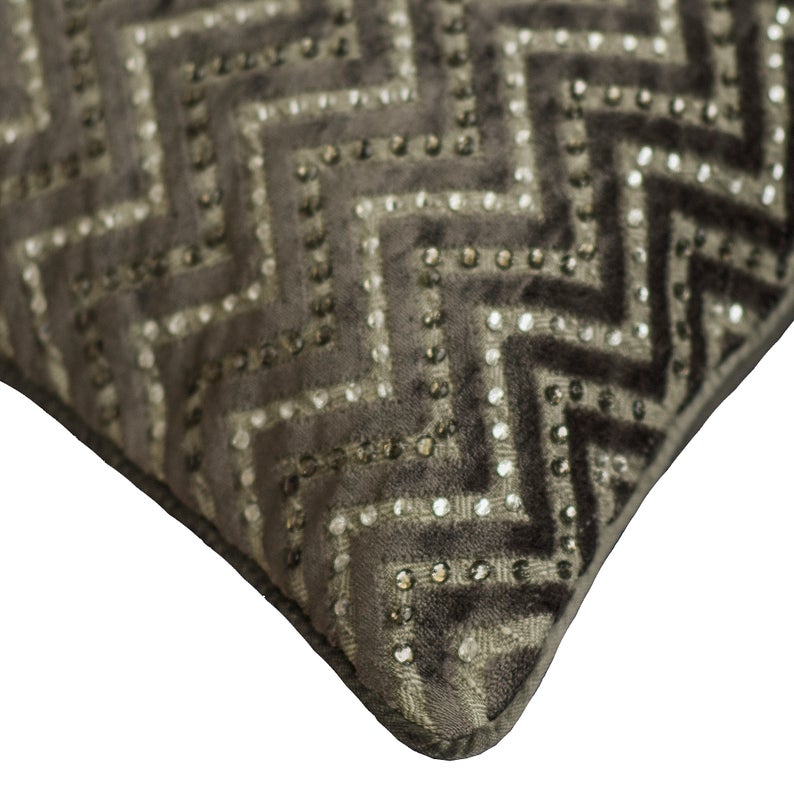 Crystal Chevron Throw Pillow Cover