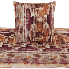 Ikat Splash - Cotton Printed Pink & Orange Decorative Bed Runner and Pillow Cover