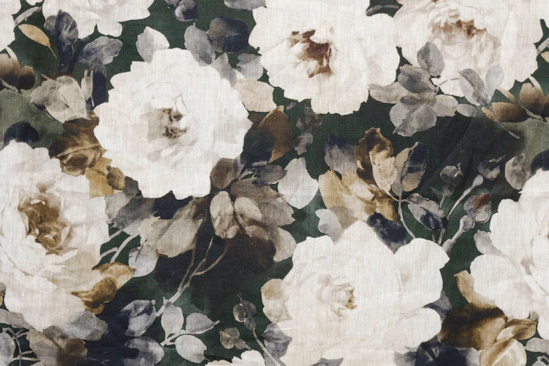 Midnight Roses Printed Cotton Fabric By The Yard