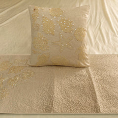Off To The Sea - Linen Beige Decorative Bed Runner and Pillow Cover