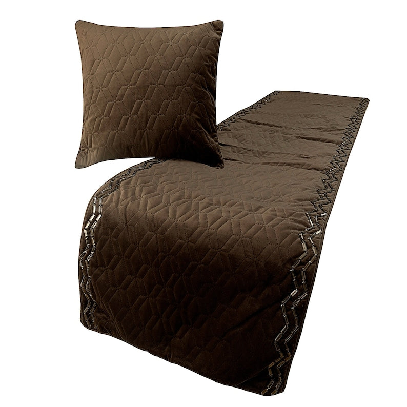 Brown Diamond Symphony Decorative Bed Runner and Pillow Cover