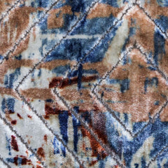 Artistic Velvet Fabric By The Yard, Ivory & Blue & Green Printed Velvet Fabric