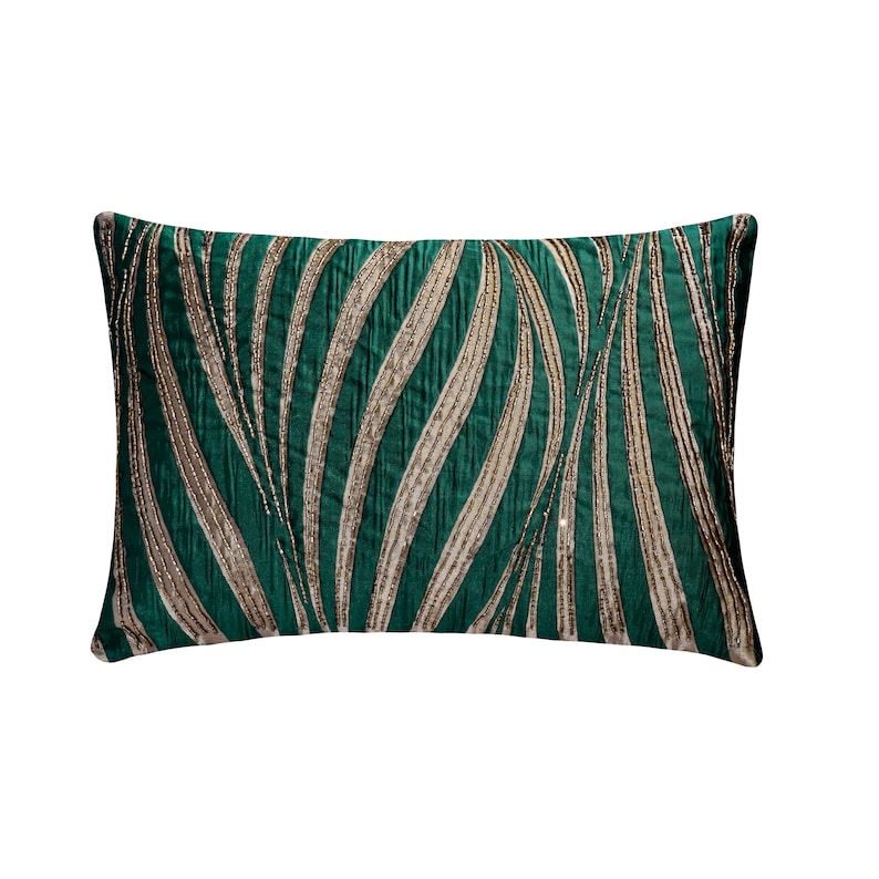 Teal N Gold Waves Throw Pillow Cover