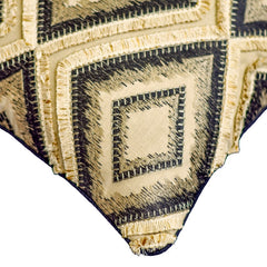 Moroccan Flavor - Navy Blue & Ivory Jacquard Throw Pillow Cover