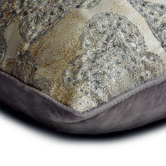 Paisley Elegance - Grey Jacquard Throw Pillow Cover